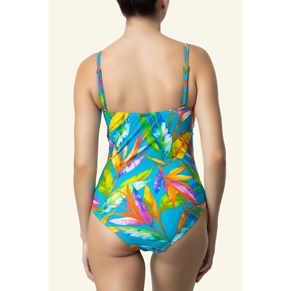 Chaps One Piece Multiway Swimsuit With Palm Prints sz 6 new SW82 - Picture 2 of 7